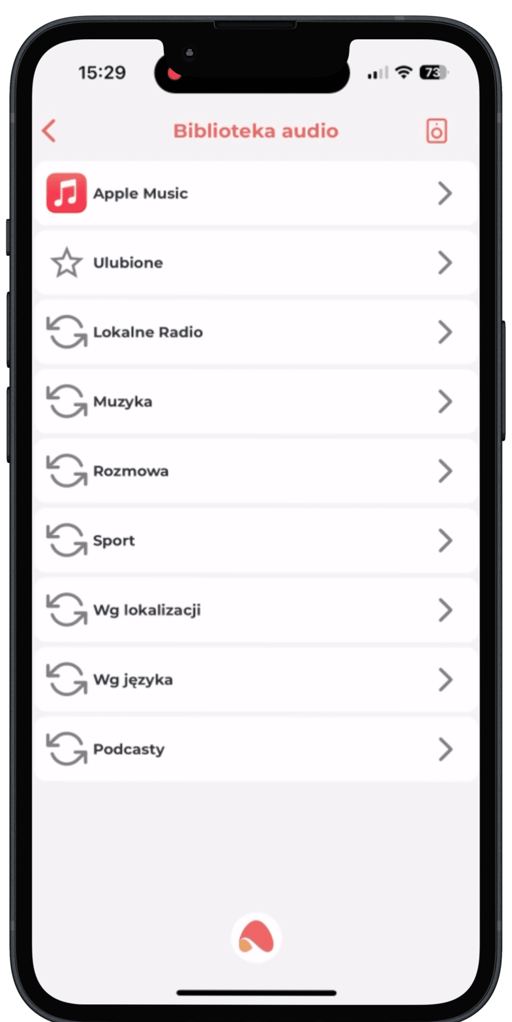 Ekran sterowania audio