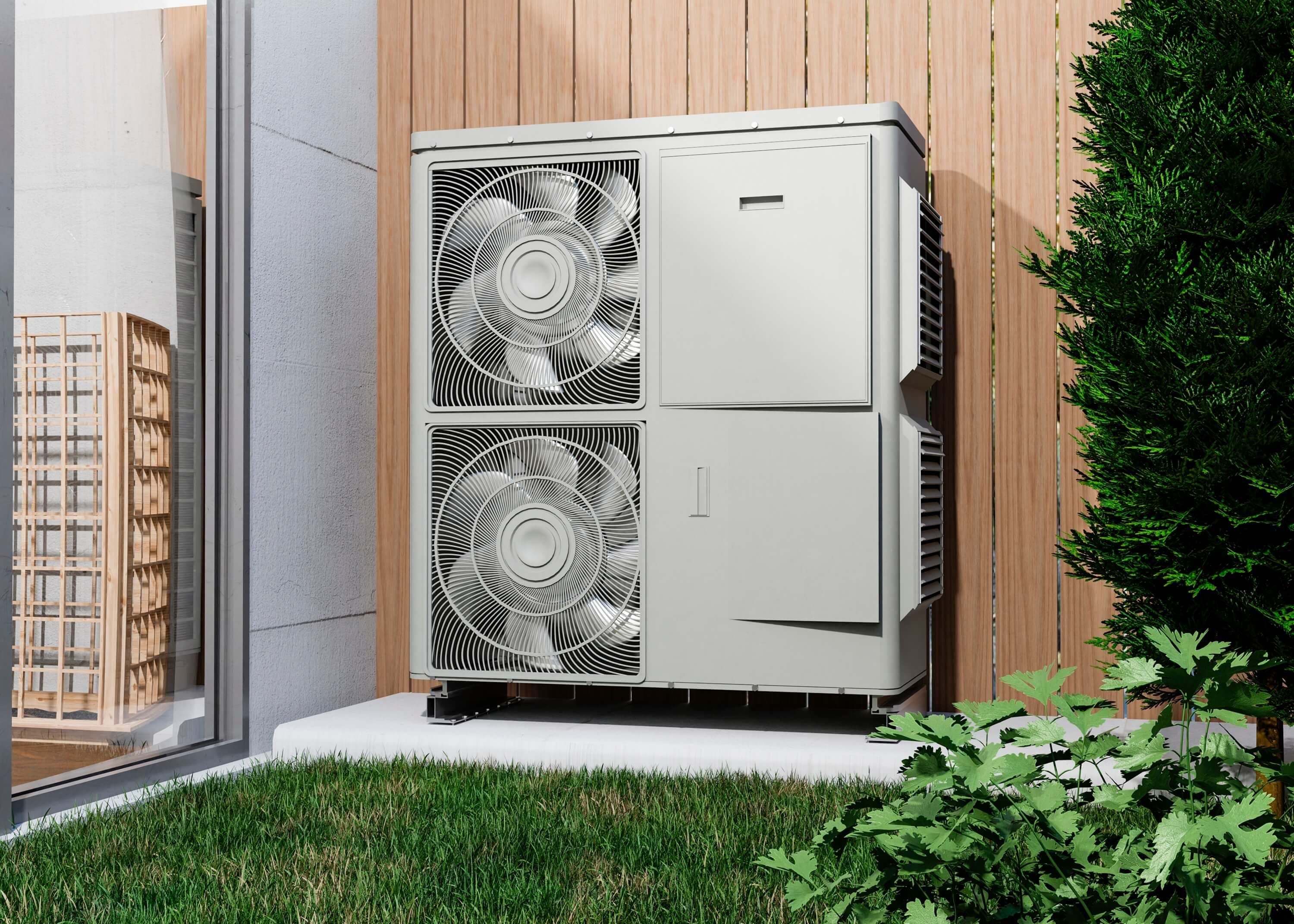 An outdoor unit of a heat pump.